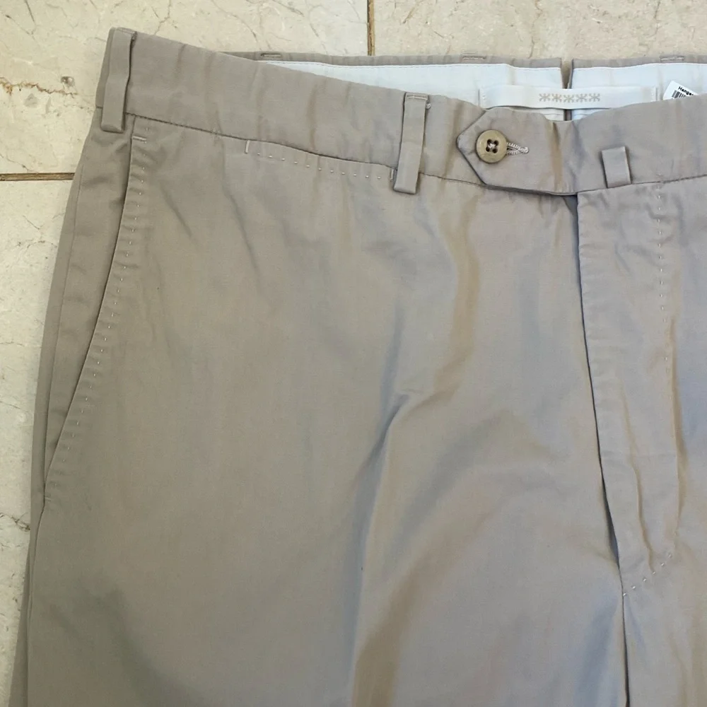 Ermenegildo Zegna Casual Khaki Trousers, 100% Cotton, Elegant Casual, Mens Sz 36